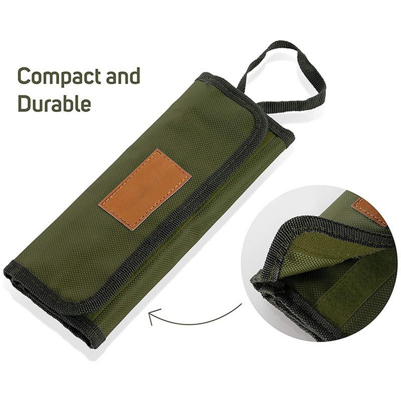 Outdoor Camping Cutlery Storage Bag Portable Roll up Pouch Bag Cutlery Storage Water Resistant Case for Forks Spoons Chopstick