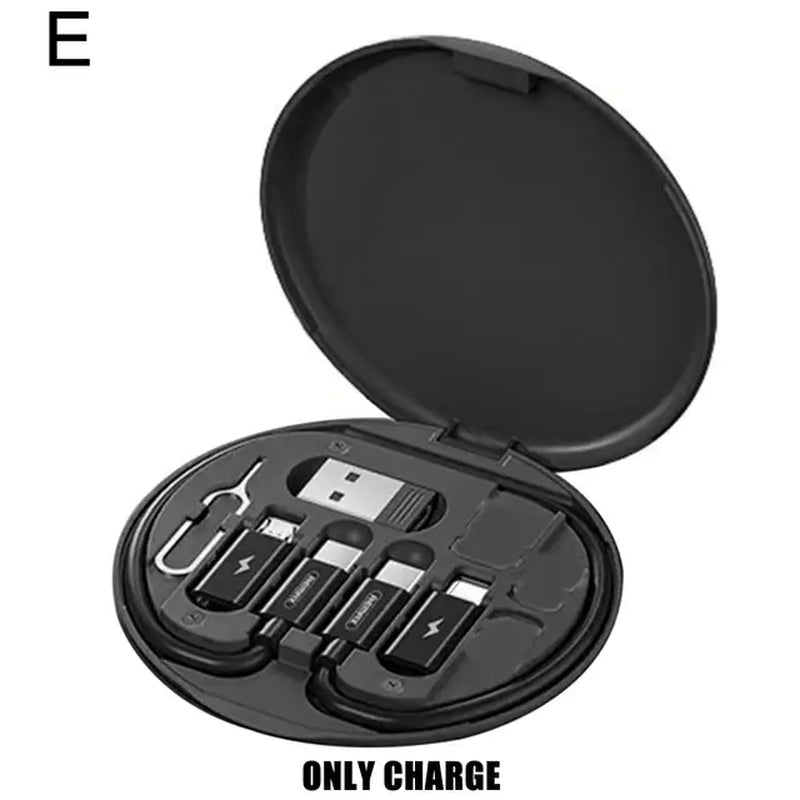 Multifunctional 60W Type C Data Cable Set Fast Charge for Iphone Chargers Storage Box Card Pin Travel Box Phone Holder