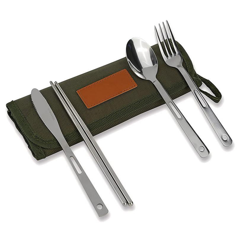 Outdoor Camping Cutlery Storage Bag Portable Roll up Pouch Bag Cutlery Storage Water Resistant Case for Forks Spoons Chopstick
