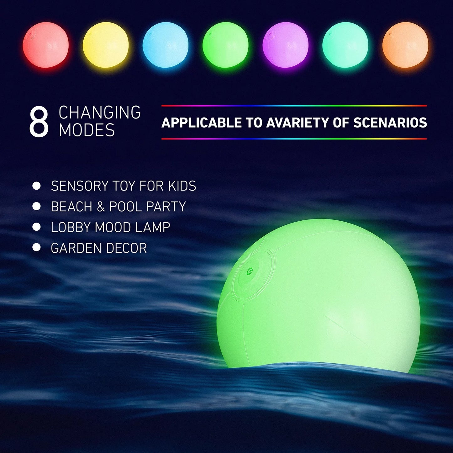 Pool Toys, Light up Pool Beach Game Balls 4 Pack 8 Light Modes, Pool Activities Decorations Adult, Red, Unisex