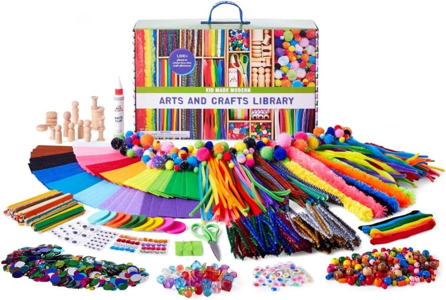 Arts and Crafts Kit - a DIY 1000+ Piece Hobby Craft Supplies & Materials Box for Creative Art Projects for Kids Ages 4 5 6 7 8 9 10 11 & 12 Year Old Girls & Boys